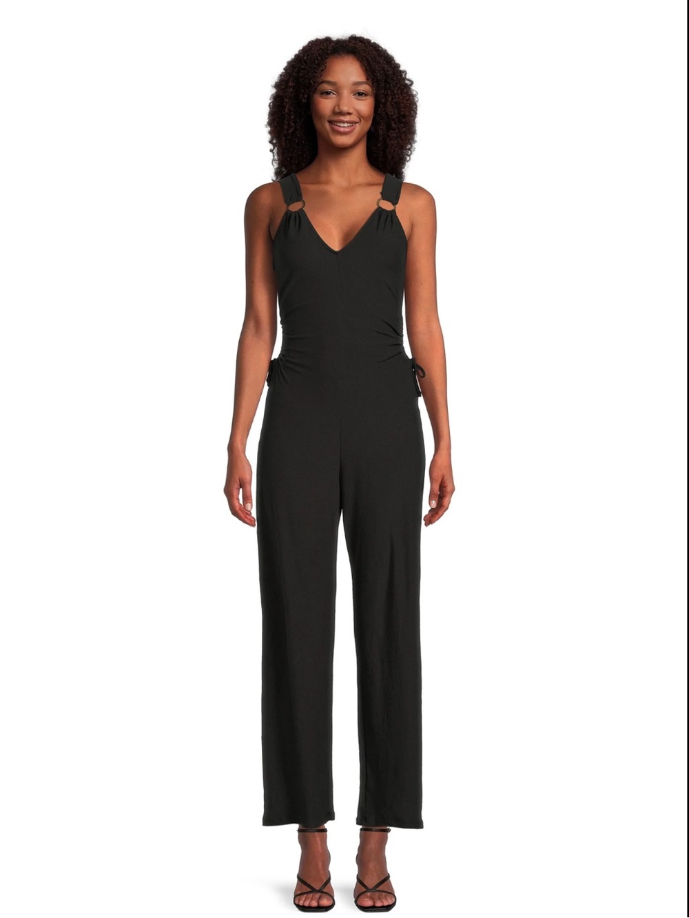 Derek Heart Black V-Neck Side Cut-Out Jumpsuit